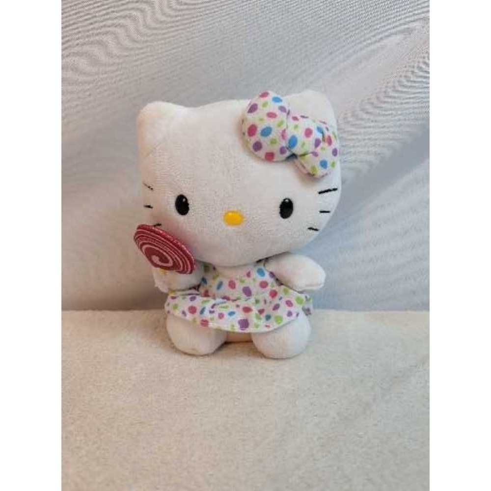 Ty Hello Kitty Plush Toy Polka‎ Dot Dress Lollipop
